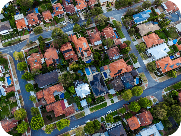 an aerial view of a neighborhood